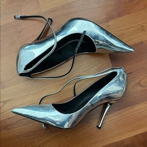 Zara Metallic Silver Heels
